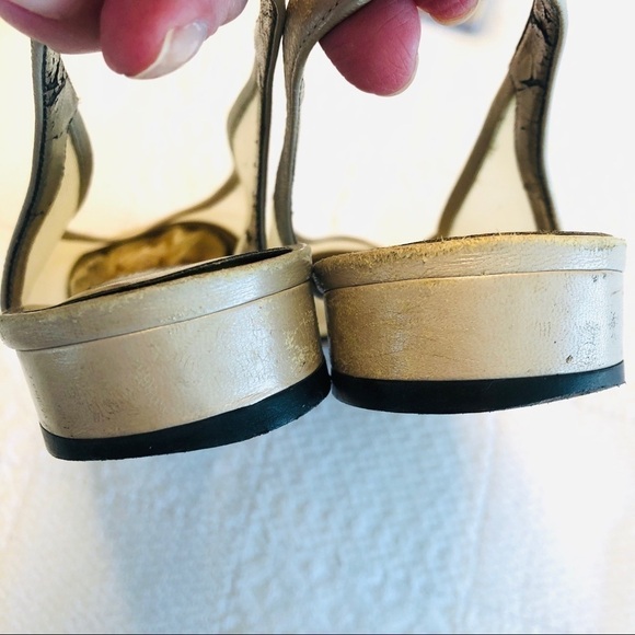 Vaneli Slingback Low Heel Shoe Metallic Beige Mesh Sides Round Toe size 8 - Picture 8 of 12